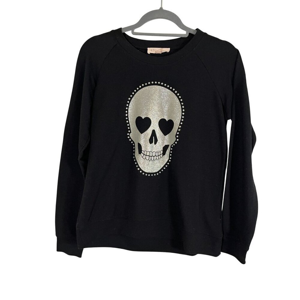 Metallic Glitter Skull Halloween Skeleton Jeweled Neutral Classic Chic Shiny 80s